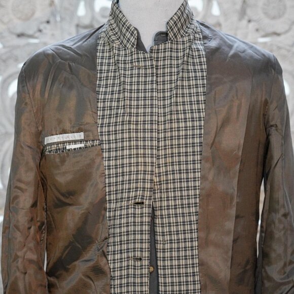 Perry Ellis Made in Italy Plaid Linen Blend Blazer Men's M Viscose-Linen Classic - Picture 7 of 11
